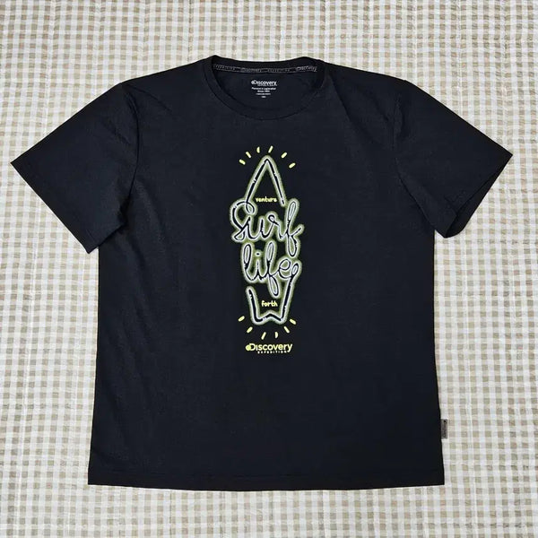 [BUNJANG] Discovery Short-Sleeve Cotton T-Shirt Men's Size 100 Black / 디스커버리 반소매 면티 남자100