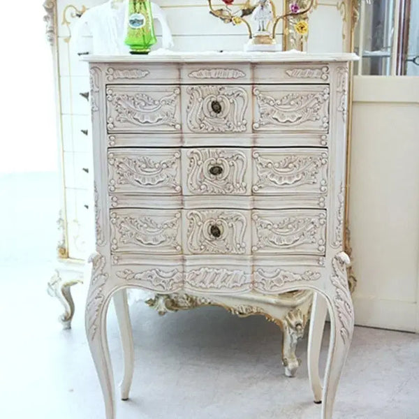 [BUNJANG] Antique French Shabby Chic Carved 3-Drawer Chest / 앤틱 프렌치 쉐비식 조각이 멋진 3단 서랍장