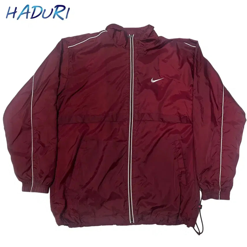 [BUNJANG] Nike 00s White Sideline Burgundy Windbreaker L / 나이키 00s 화이트 사이드라인 버건디바람막이 L