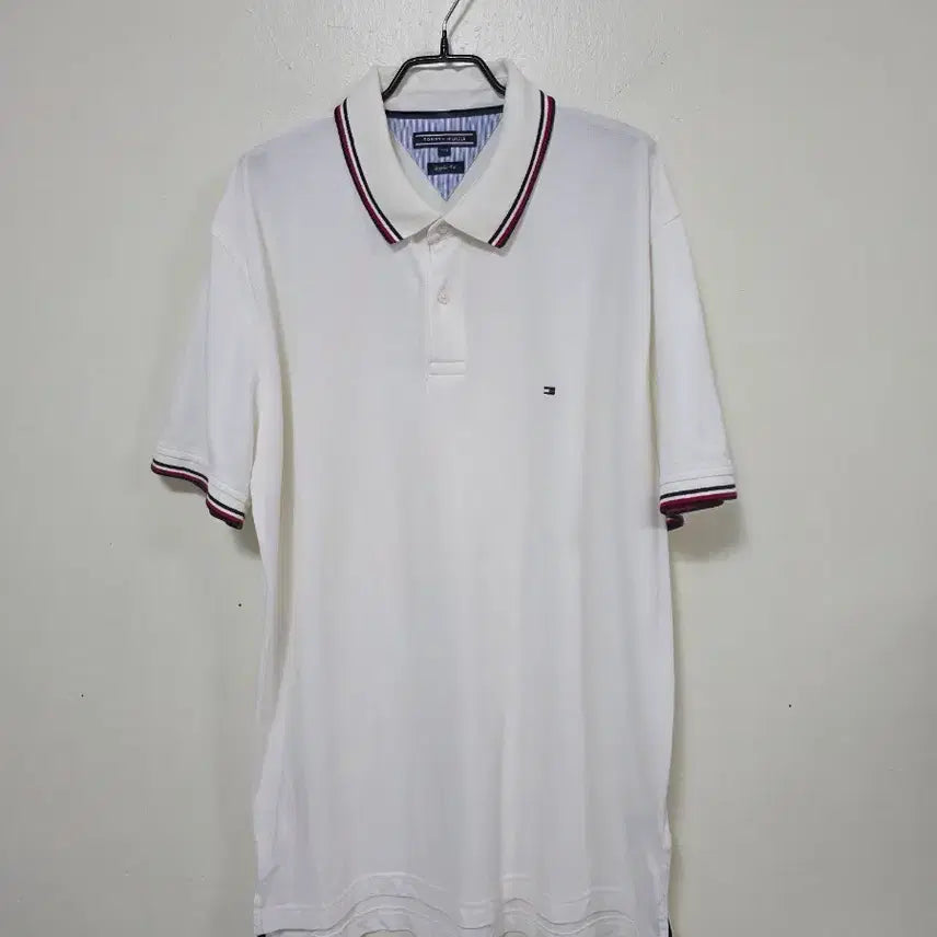 [BUNJANG] Tommy Hilfiger White Short-Sleeve Polo Shirt / 타미힐피거 반팔 카라티 화이트.260706