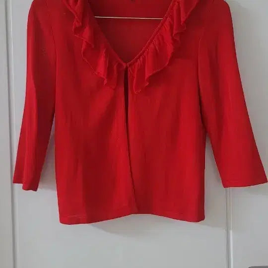 [BUNJANG] Frill Cardigan Red / 프릴 가디건 레드