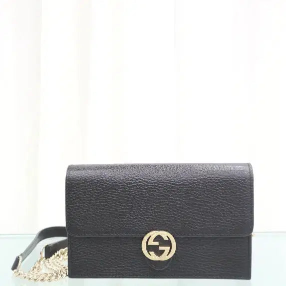 [BUNJANG] Gucci Interlocking GG Chain Mini Cross Shoulder Bag Black 615523 / 구찌 인터로킹 GG 체인 미니 크로스 숄더백 블랙 615523