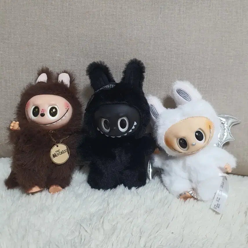 [BUNJANG] Labubu Keyring Dolls Set (3 Types) / 라부부 키링인형 3종세트/3개가격 갈색흰색1개더있음