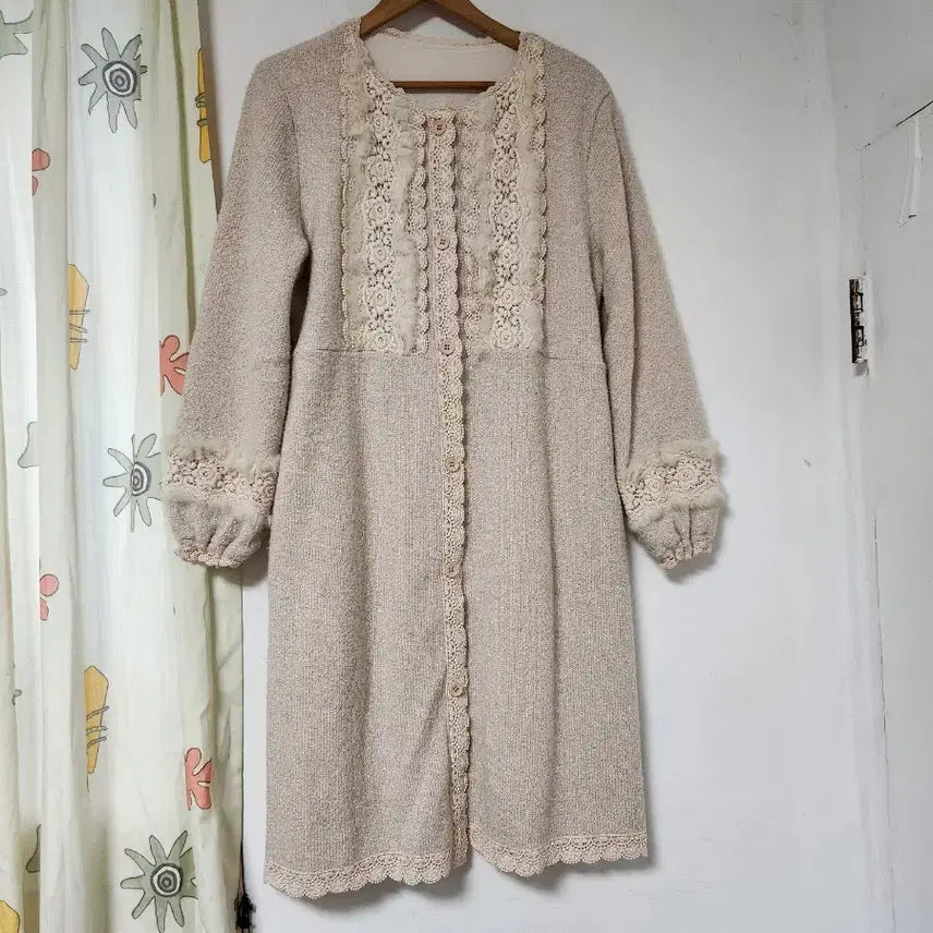 [BUNJANG] Lined Knit Long Cardigan Coat (F~77) / 안감있는 니트 롱가디건 니트 코트 F(~77)