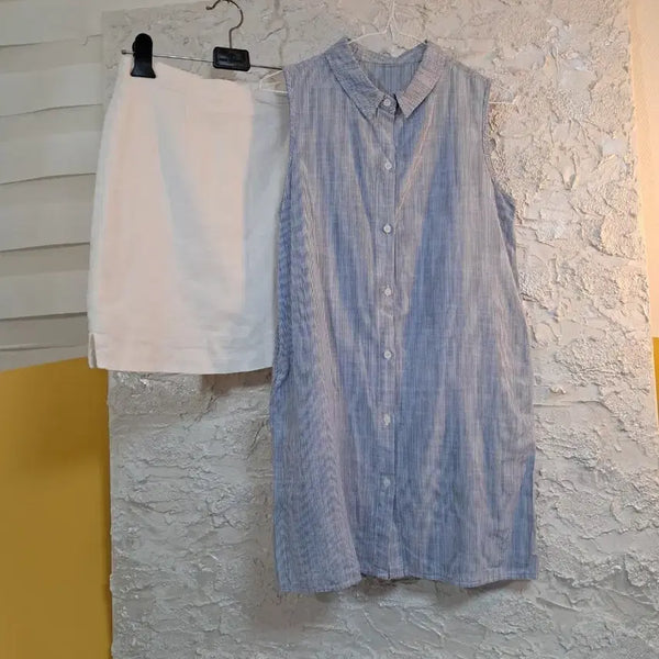 [BUNJANG] 3 Types Linen Cotton Shirts/Blouses & White Linen Skirt (Size 55-66) / 3종 개별(55~66)린넨 코튼 셔츠블라우스/ 화이트 린넨스커트