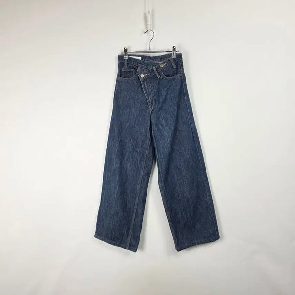 [BUNJANG] Zara Mid-Blue Asymmetrical Wide Leg Denim Pants Women's Size 26 / 자라 중청 언발 와이드 데님 팬츠 여 26인치 260709