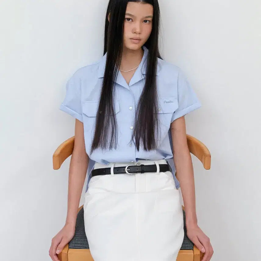 [BUNJANG] Posite Bite Oxford Short-Sleeve Open Collar Shirt / Posite bite oxford shirt