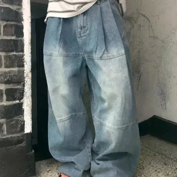 [BUNJANG] Unisex Blue Wide-Leg Denim Pants / 남녀공용 청와이드 팬츠