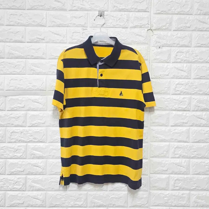 [BUNJANG] Beanpole Stripe Honeybee Collar Short-Sleeve T-Shirt / 100 빈폴 스트라이프 꿀벌 카라 반팔티 E43