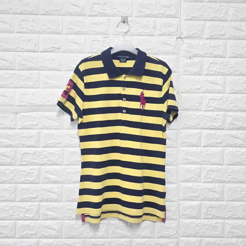 [BUNJANG] Polo Ralph Lauren Big Pony Stripe Collar Short Sleeve T-Shirt / L 폴로랄프로렌 빅포니 스트라이프 카라 반팔티 E44