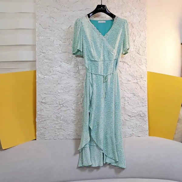 [BUNJANG] Belted Frill Shirring Long Dress / 벨티드 프릴셔링 원피스