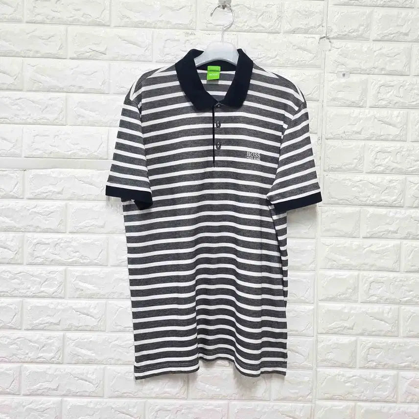 [BUNJANG] Hugo Boss Stripe Collar Short Sleeve T-Shirt / L 휴고보스 스트라이프 카라 반팔티 E47
