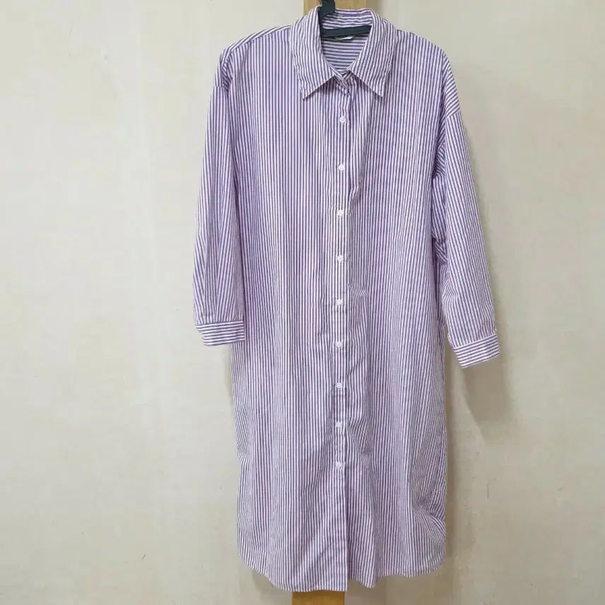 [BUNJANG] Amuse Studio Stripe Long Shirt Dress / Amuse Studio 스트라이프 롱 셔츠 원피스