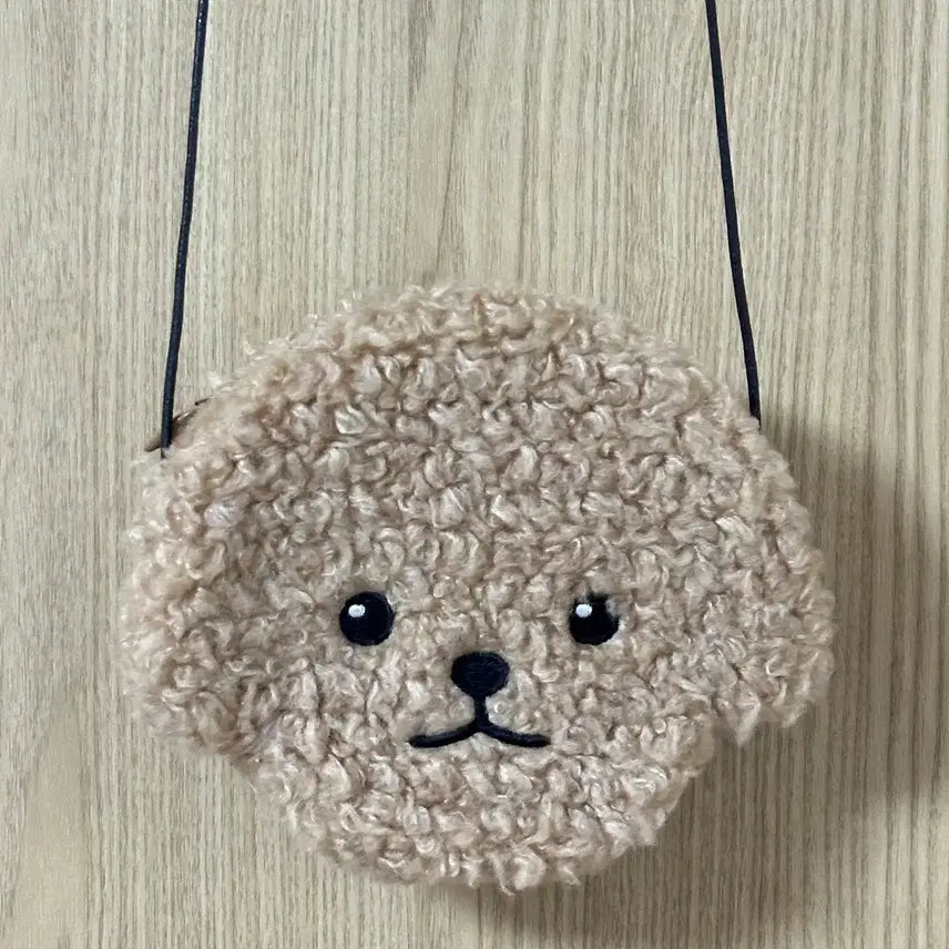 [BUNJANG] Soft Teddy Bear Face Pouch with Lanyard / 보들보들 곰돌이 얼굴 파우치