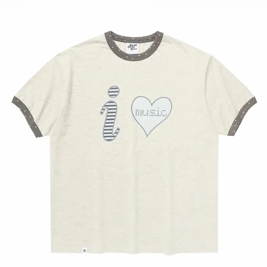 [BUNJANG] Kavici I Love Music Ringer Short Sleeve T-Shirt / 카비시 아이 러브 뮤직 링거 숏슬리브 티셔츠