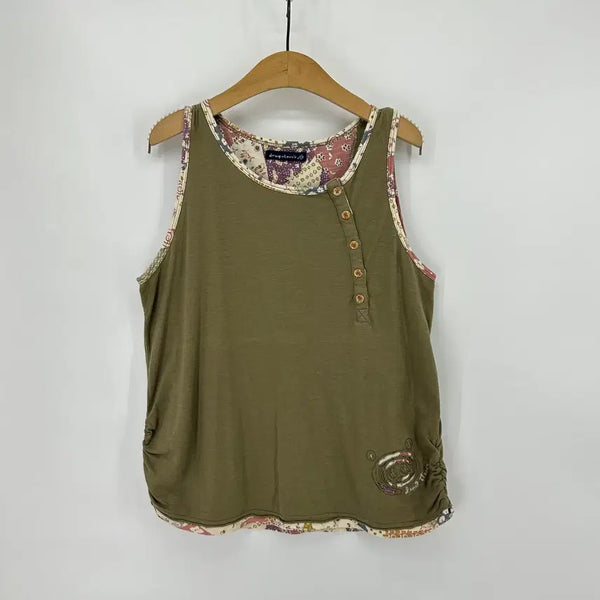[BUNJANG] Drugstore Mori Girl Flower Layered Sleeveless (Khaki) / [JPN] drugstore's 모리걸 플라워 레이어드 슬리브리스