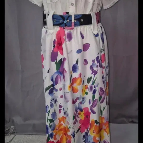 [BUNJANG] Floral Pattern Long Dress L Size / 플라워 패턴 롱 원피스 L