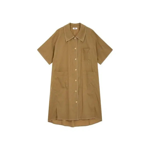 [BUNJANG] Studio Tomboy Button-Up Collar Pocket Span Long Dress / 스튜디오 톰보이 버튼업 카라 포켓 스판 롱 원피스