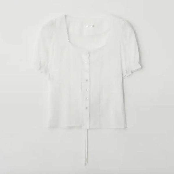 [BUNJANG] JENNIE.O Summer Pearl Blouse Ivory L / 제니오 썸머 펄 에스틱 블라우스 아이보리 L