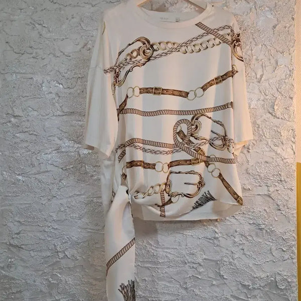 [BUNJANG] Jessi New York Silk Chain Pattern Blouse / JESSI 뉴욕  명품패턴 리본블라우스
