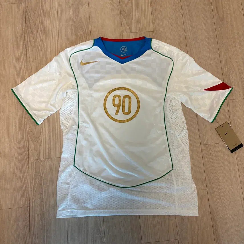 [BUNJANG] Nike Total 90 Dri-FIT Soccer Jersey White Italy Blue - Size M / (M) 나이키 토탈 90 드라이핏 사커 저지 화이트 이탈리아 블루