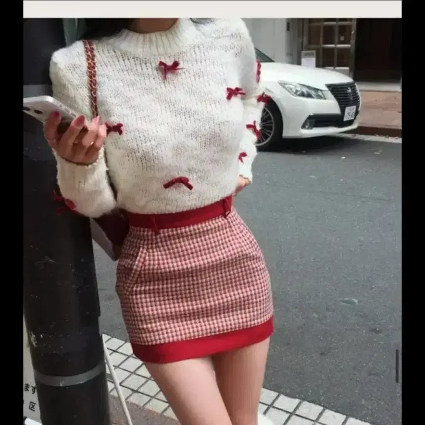 [BUNJANG] Cloud Emotion Ribbon Skirt / 클라우드이모션 리본 스커트 치마