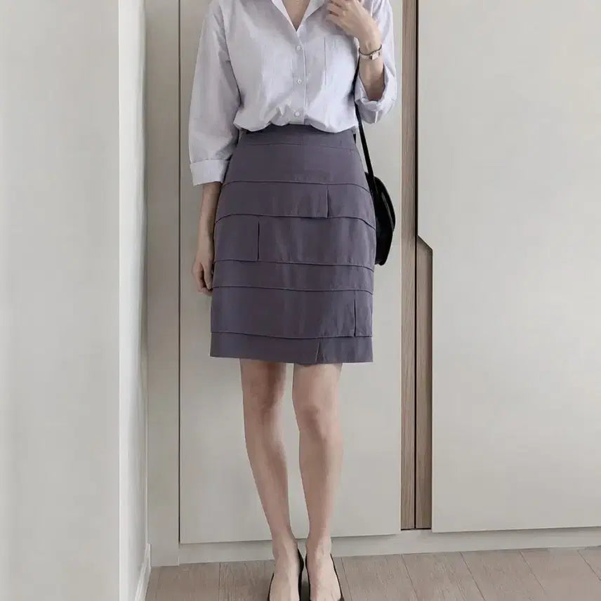 [BUNJANG] Jigott Charcoal H-line Skirt Size 55 / 지고트 차콜 정장 h라인 스커트 55