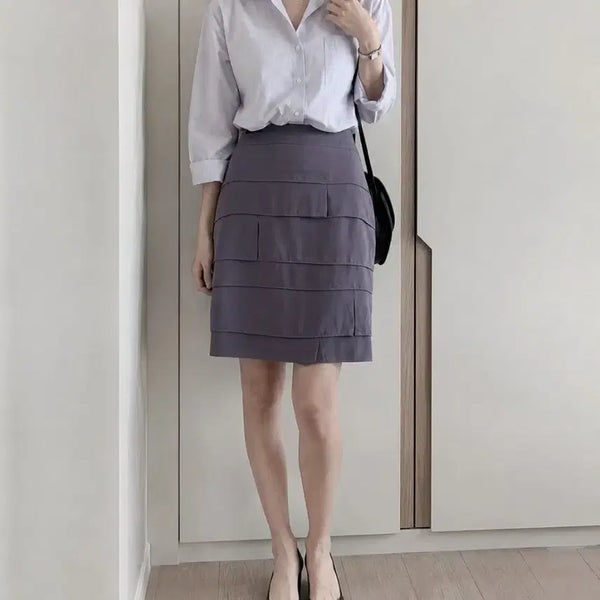 [BUNJANG] Jigott Charcoal H-line Skirt Size 55 / 지고트 차콜 정장 h라인 스커트 55