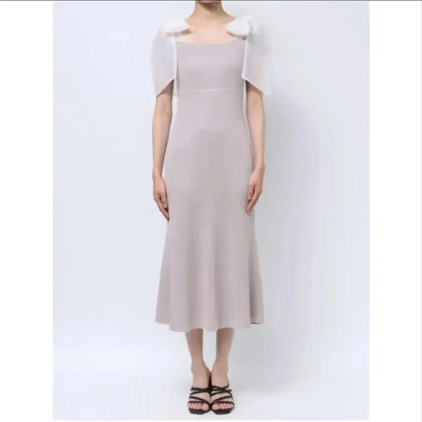 [BUNJANG] Snidel Off-the-Shoulder Ribbon Long Dress / 스나이델 오프숄더 리본 롱 원피스