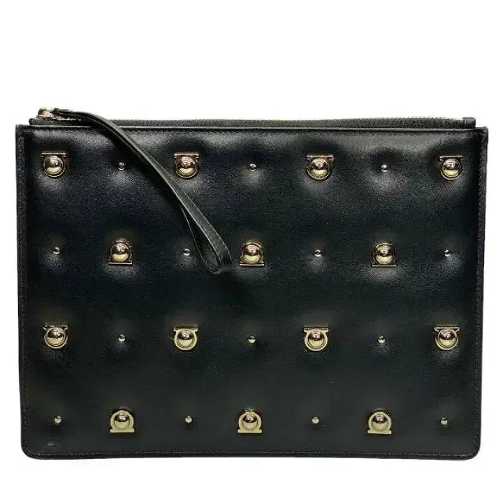 [BUNJANG] Salvatore Ferragamo Gancini Stud Leather Clutch / 정품 살바토레 페라가모 간치니 클러치