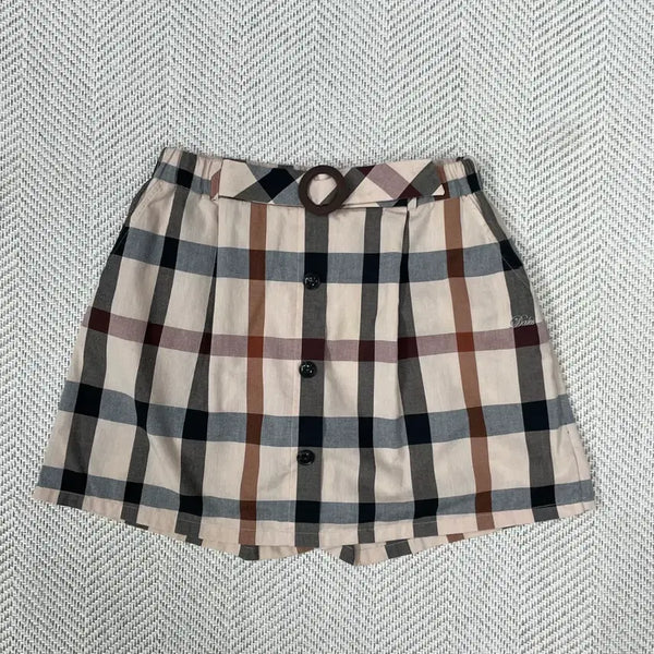 [BUNJANG] Daks Check Pattern Skirt Shorts Beige 26.4 Inch / 닥스 체크 패턴 치마 반바지 베이지 165cm 26.4인치