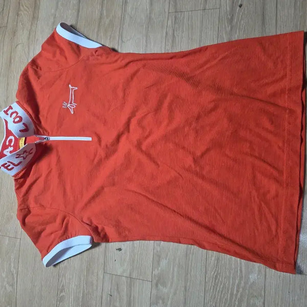 [BUNJANG] Louis Castel Orange Half-Zip Polo Shirt / 루이까스텔 (90) 오렌지 반집업 카라티