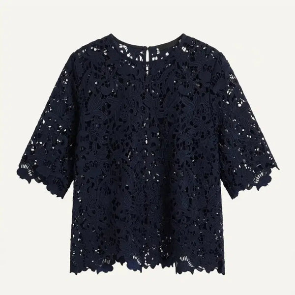 [BUNJANG] ZARA Lace Embroidered Short Sleeve Blouse / 자라 레이스 자수 반팔 블라우스
