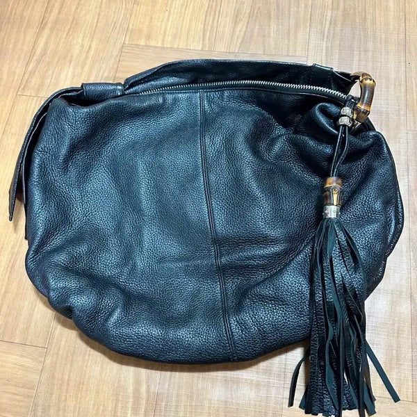 [BUNJANG] Gucci Black Leather Hobo Bag / Gucci 구찌 정글 블랙 레더 호보백