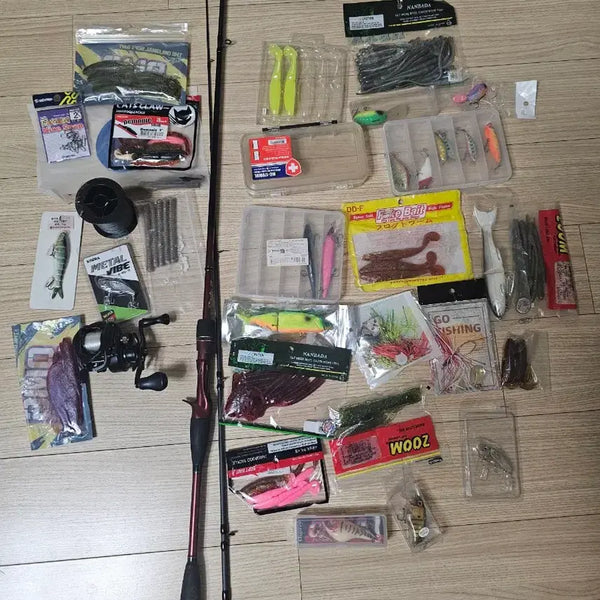 [BUNJANG] Uranus G3 & NS Rods Alpha Fishing Gear Bundle with Lures and Line / 배스낚시(우라노g3.ns로드스알파.그외 루어웜하드베이트)
