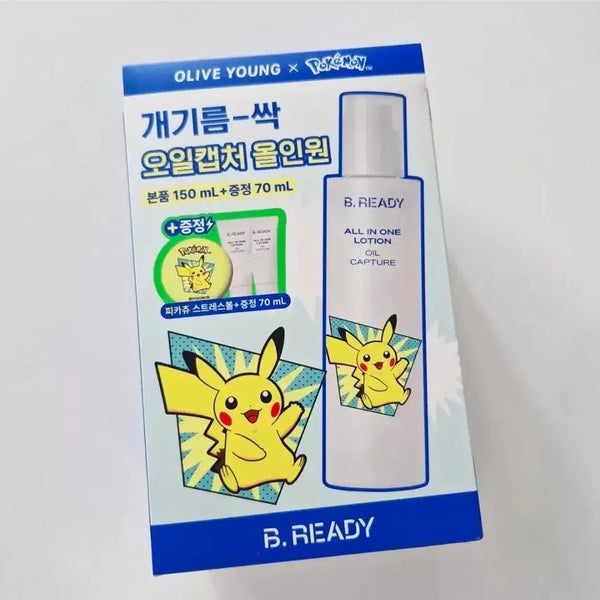 [BUNJANG] Be Ready Oil Capture All-in-One Lotion Set with Pikachu Stress Ball / (스트레스볼 포함)비레디 오일캡처 올인원 로션 새상품