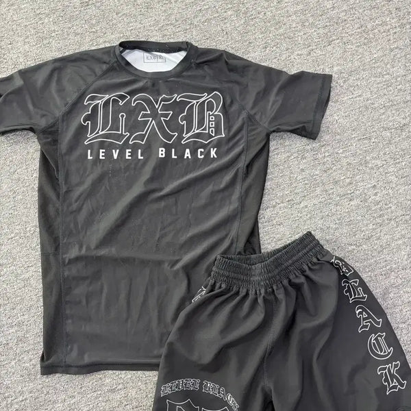 [BUNJANG] LXB Level Black Dead Line Rashguard Set / LXB Level black 노기 주짓수 상하의 세트 래쉬가드 파이트쇼츠