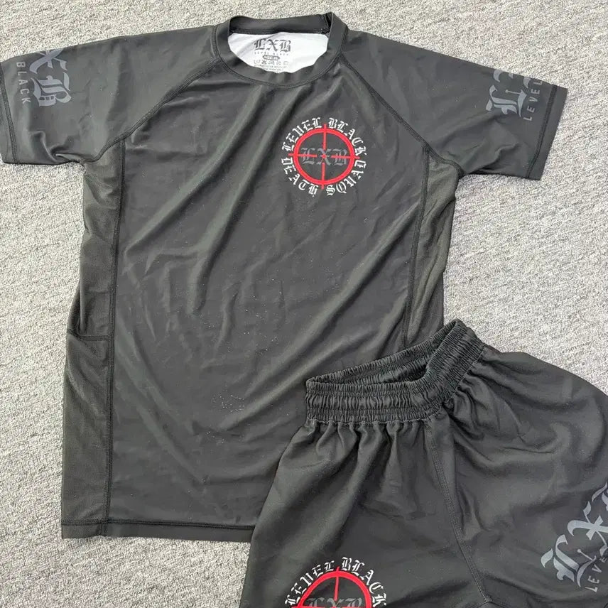 [BUNJANG] LXB Level Black Jiu-Jitsu Rashguard Top & Fight Shorts Set / LXB level black 노기 주짓수 상하의 세트 레쉬가드 파이트쇼츠
