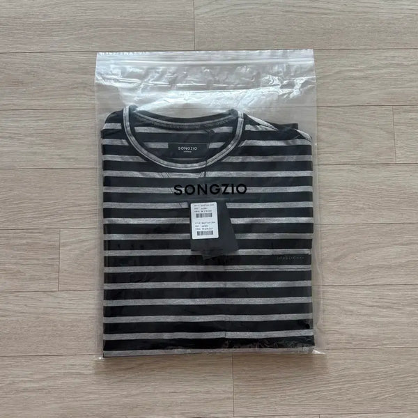[BUNJANG] SONGZIO Origin Paris Stripe T-Shirt Black / [새제품] 송지오 파리 스트라이프 티셔츠 블랙 - 44