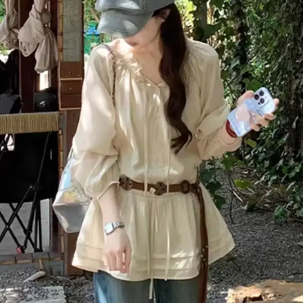[BUNJANG] Avery Layered String Chiffon Blouse / 에이블리 레이어드 스트링 쉬폰 블라우스