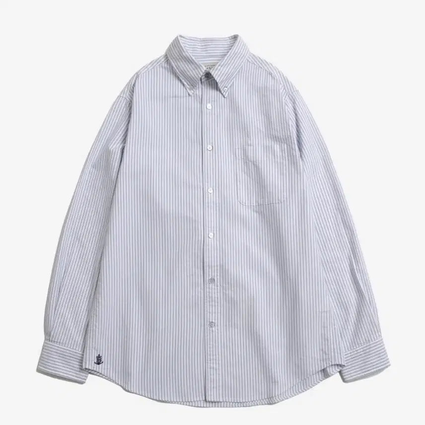 [BUNJANG] Bantzs Oxford Blue Stripe Cotton Shirt M / 반츠 옥스포드 블루 스트라이프 코튼 셔츠 M