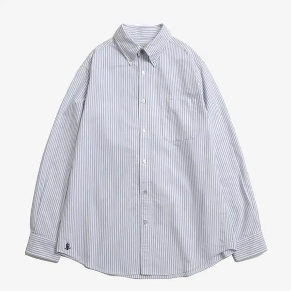 [BUNJANG] Bantzs Oxford Blue Stripe Cotton Shirt M / 반츠 옥스포드 블루 스트라이프 코튼 셔츠 M