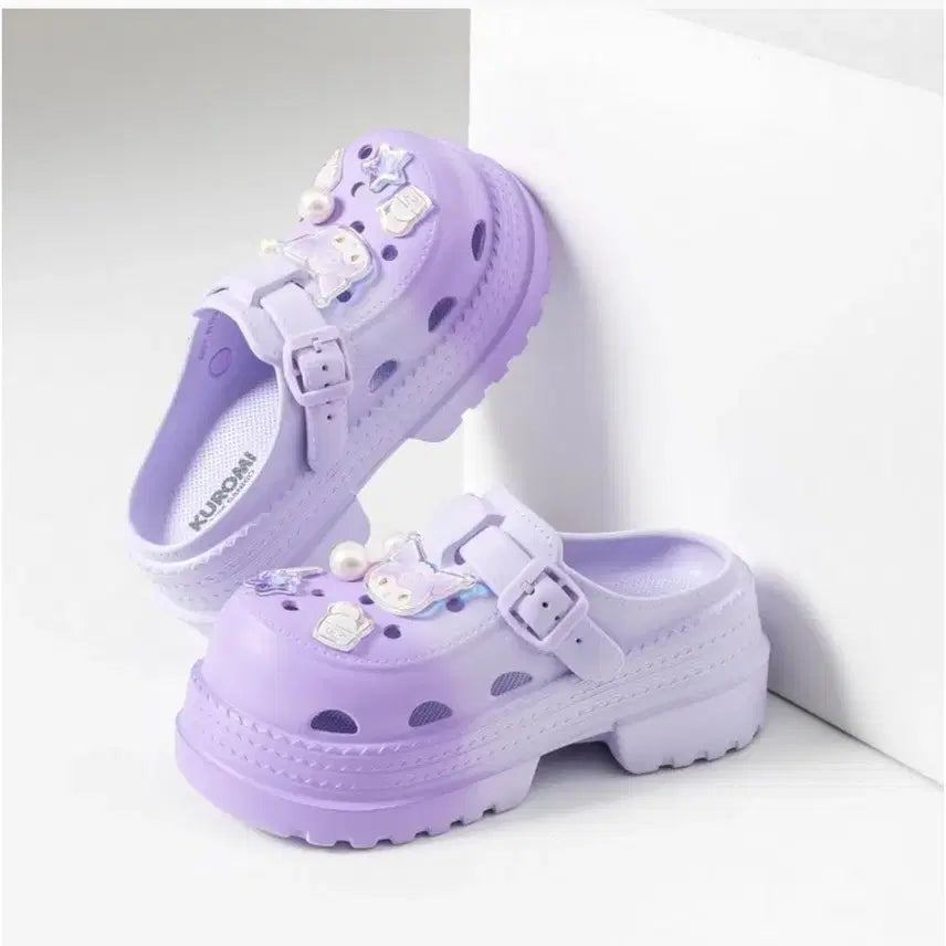 [BUNJANG] Kuromi Platform Mule Slippers Lavender / 쿠로미 플랫폼 뮬 슬리퍼 라벤더 새상품