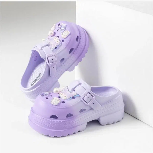 [BUNJANG] Kuromi Platform Mule Slippers Lavender / 쿠로미 플랫폼 뮬 슬리퍼 라벤더 새상품