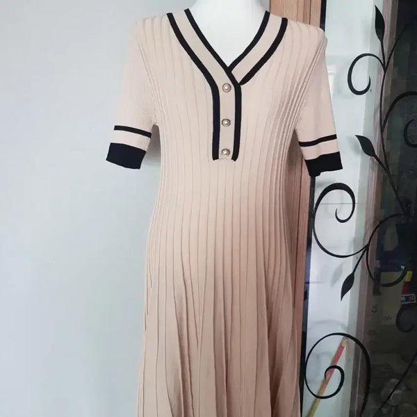 [BUNJANG] Beige Ribbed Knit Dress / 베이지 골지 원피스