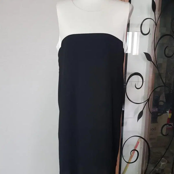 [BUNJANG] Black and White Sleeveless Midi Dress / 블랙앤화이트 민소매 원피스