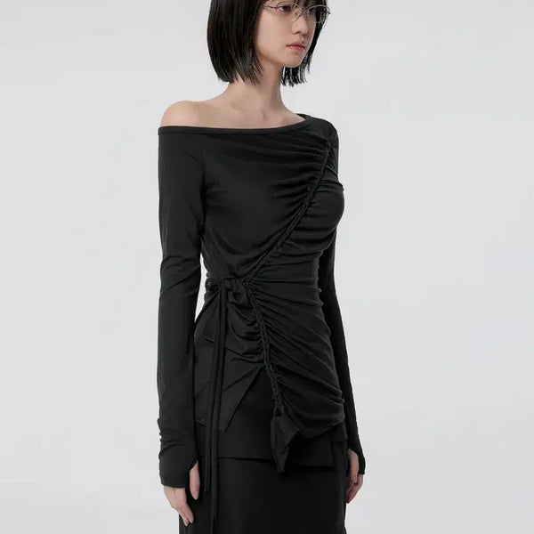 [BUNJANG] Flareup Twist One-Shoulder Long-Sleeve Knit / 플레어업 원숄더 롱슬리브