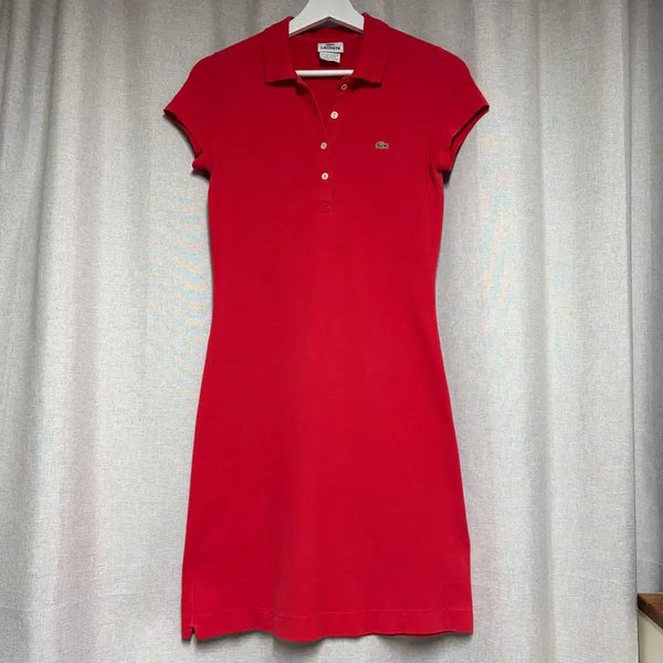 [BUNJANG] Lacoste Red Pique Collar Short Sleeve Dress Size 34 / 라코스테  반팔 카라 레드 원피스 34