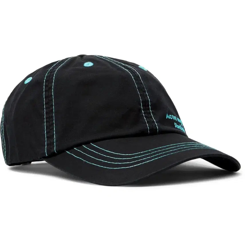 [BUNJANG] Acne Studios Stockholm Logo Cap Black/Blue Stitch / [정품] 아크네 스튜디오 스톡홀름 로고 볼캡(모자) 블랙/블루스티치