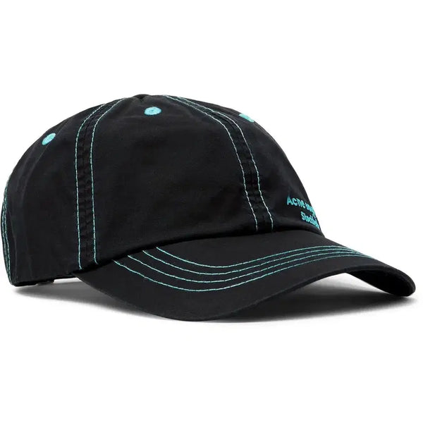 [BUNJANG] Acne Studios Stockholm Logo Cap Black/Blue Stitch / [정품] 아크네 스튜디오 스톡홀름 로고 볼캡(모자) 블랙/블루스티치